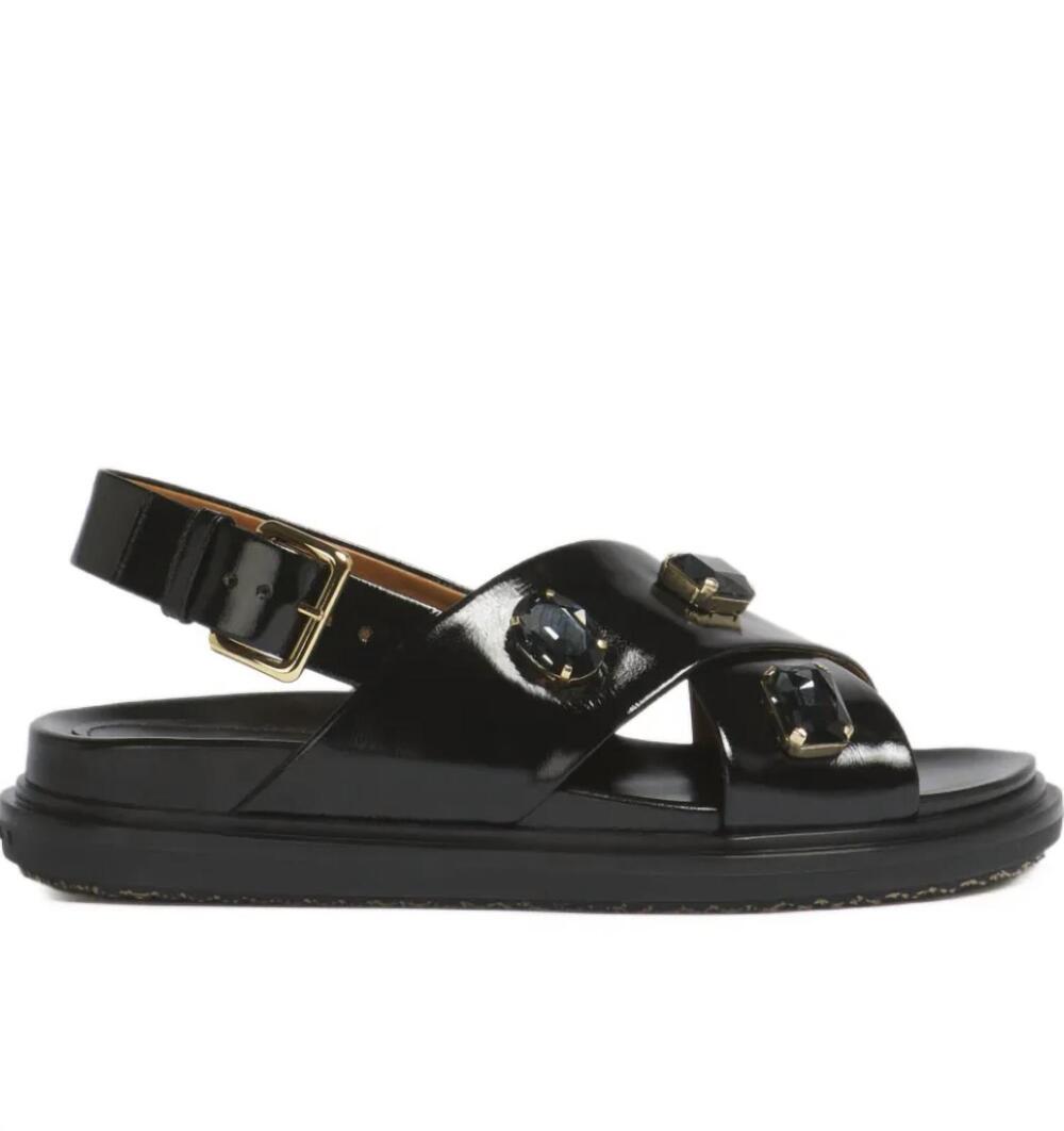 NEW MARNI women's fussbett crystal sandal in black